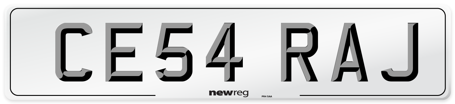 CE54 RAJ Number Plate from New Reg